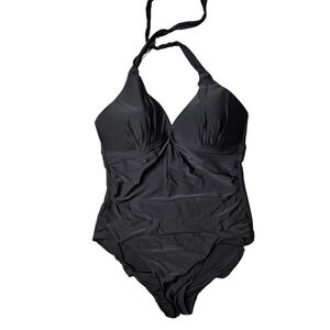 Merona Black Halter One-Piece Swimsuit